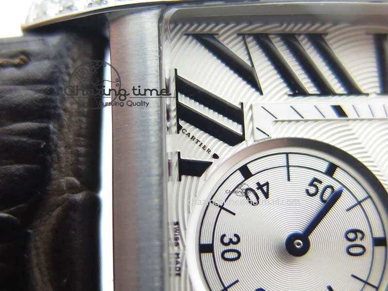Tank MC JF Best Edition SS White Textured Dial Diamond Bezel On Brown Leather Strap A23J Cal FashionForward 6329