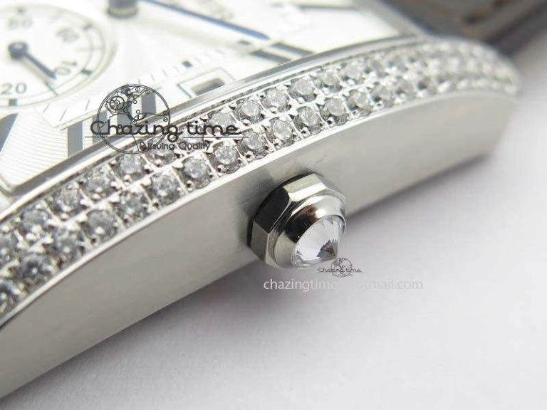 Tank MC JF Best Edition SS White Textured Dial Diamond Bezel On Brown Leather Strap A23J Cal FashionForward 6329