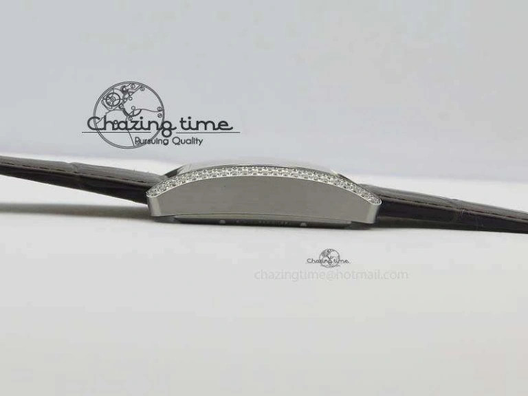 Tank MC JF Best Edition SS White Textured Dial Diamond Bezel On Brown Leather Strap A23J Cal FashionForward 6329