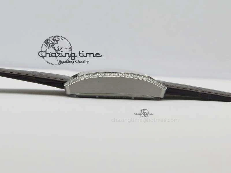 Tank MC JF Best Edition SS White Textured Dial Diamond Bezel On Brown Leather Strap A23J Cal FashionForward 6329