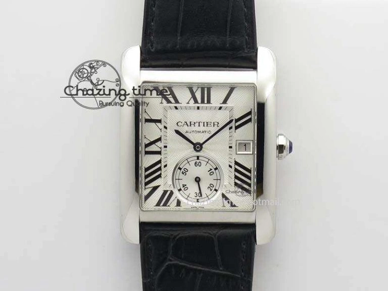 Tank MC JF Best Edition SS White Textured Dial On Black Leather Strap A23J Cal Chic 6331