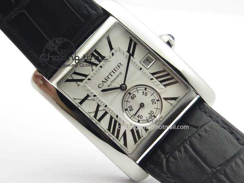 Tank MC JF Best Edition SS White Textured Dial On Black Leather Strap A23J Cal Chic 6331