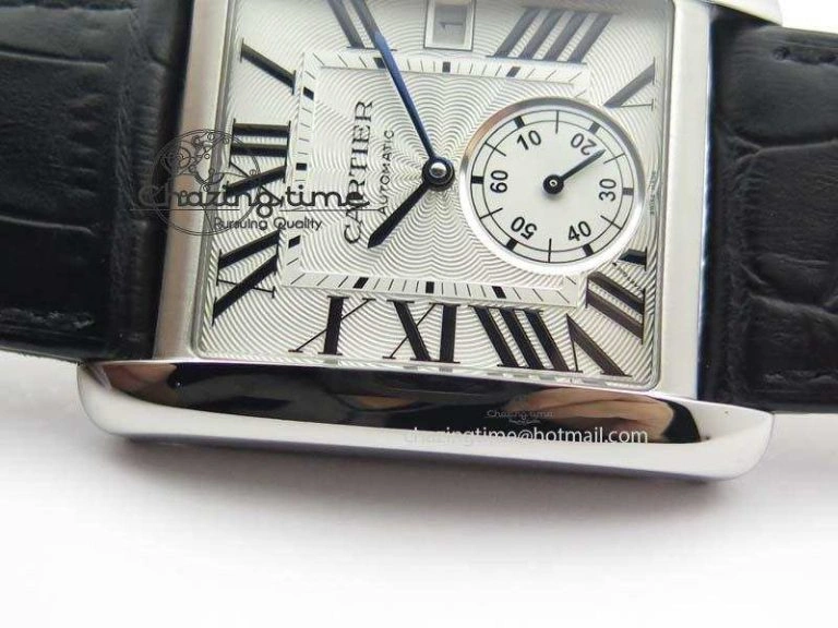 Tank MC JF Best Edition SS White Textured Dial On Black Leather Strap A23J Cal Chic 6331