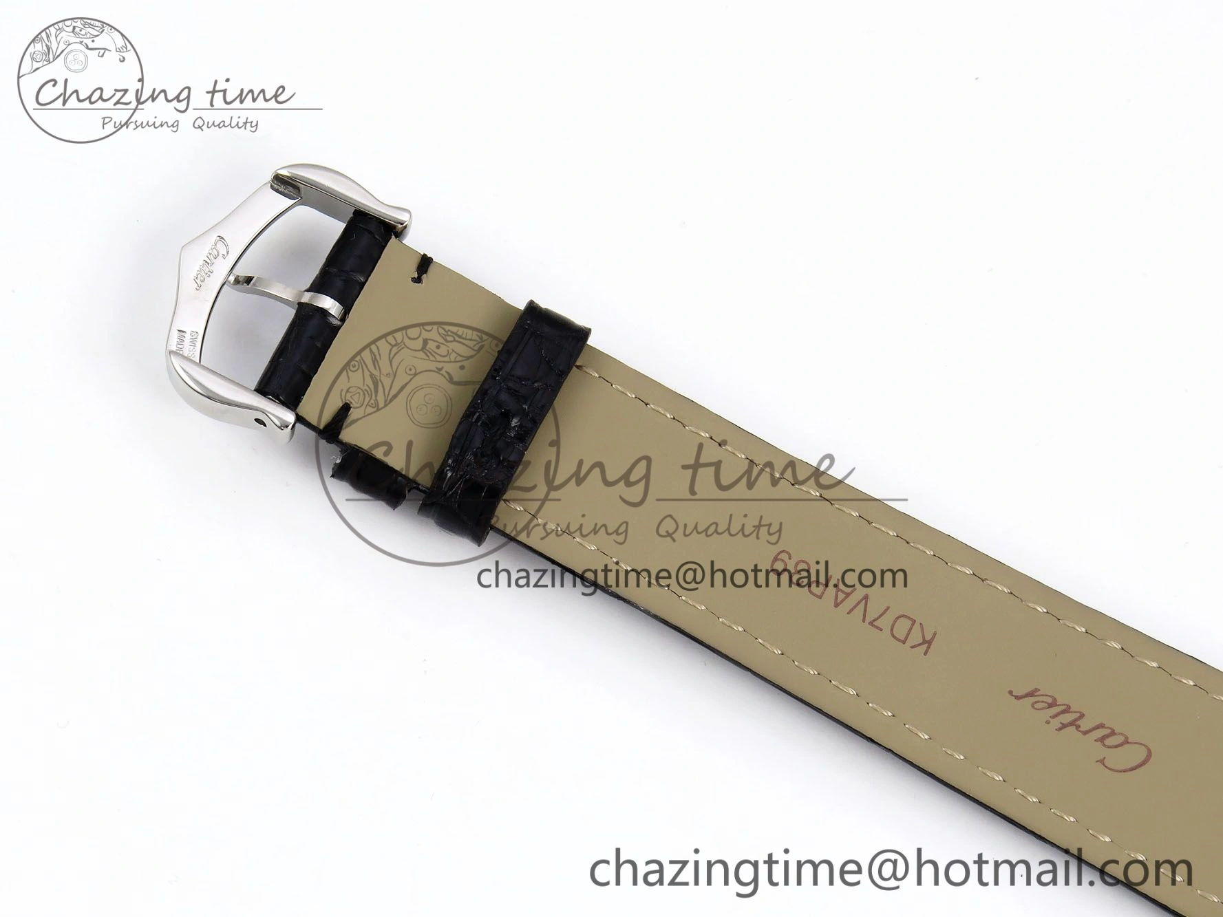 Sustainable Tank Must Large SS 33.7mm DRF 1:1 Best Edition Black Dial on Black Leather Strap Swiss Quartz 5959