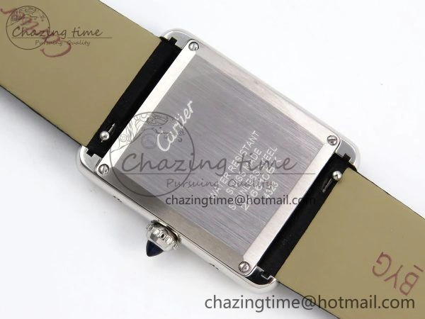Tank Must Large SS 33.7mm DRF 1:1 Best Edition White Dial Diamonds Bezel on Black Calfskin Strap Swiss Quartz Colorful 5955