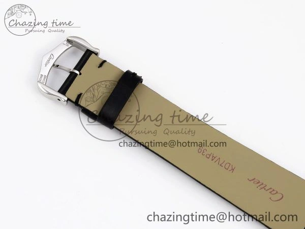 Tank Must Large SS 33.7mm DRF 1:1 Best Edition White Dial Diamonds Bezel on Black Calfskin Strap Swiss Quartz Colorful 5955