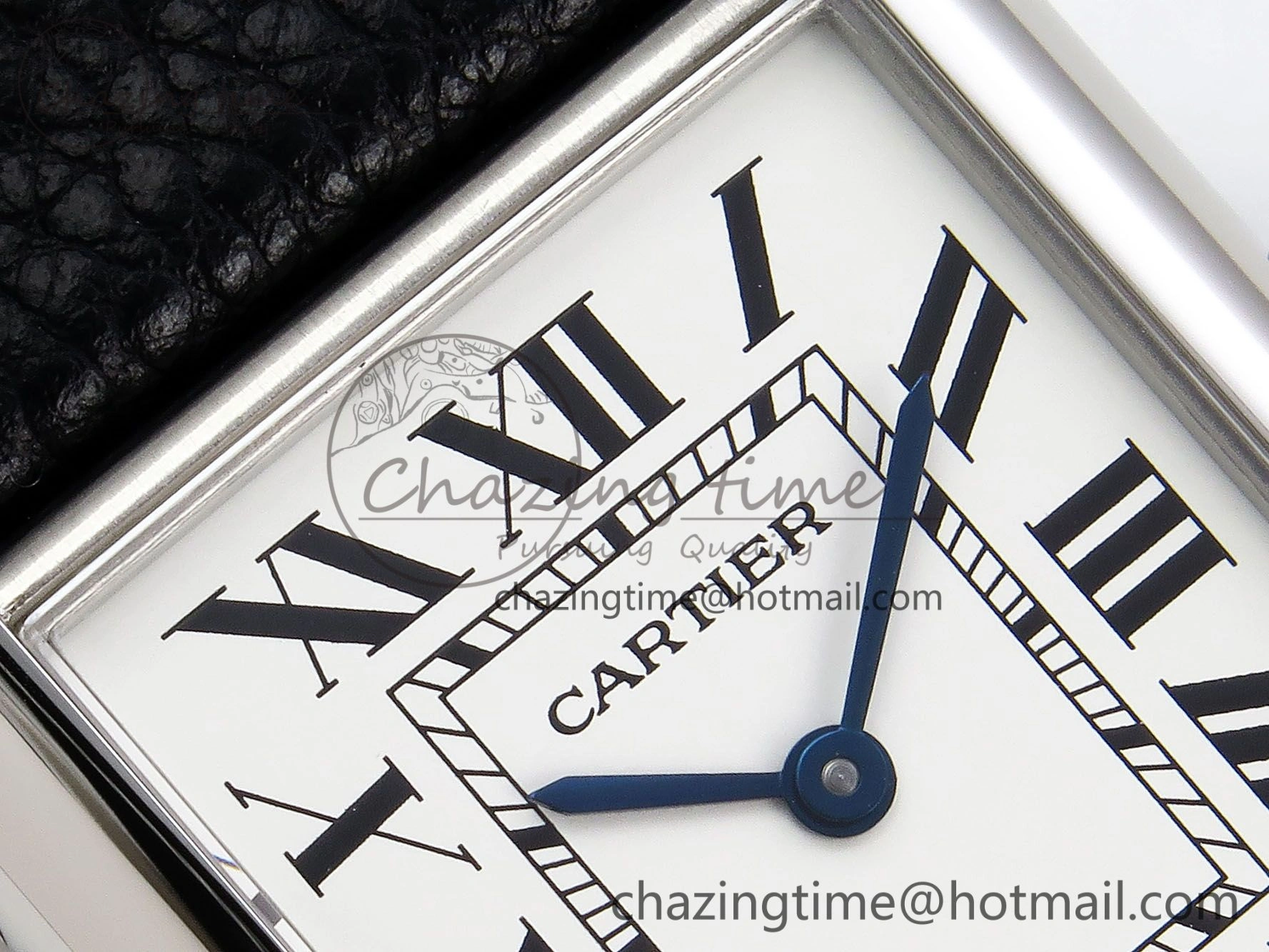 Tank Must Large SS 33.7mm DRF 1:1 Best Edition White Dial on Black Leather Strap Swiss Quartz Cozy 5948