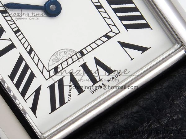 Tank Must Large SS 33.7mm DRF 1:1 Best Edition White Dial on Black Leather Strap Swiss Quartz Cozy 5948