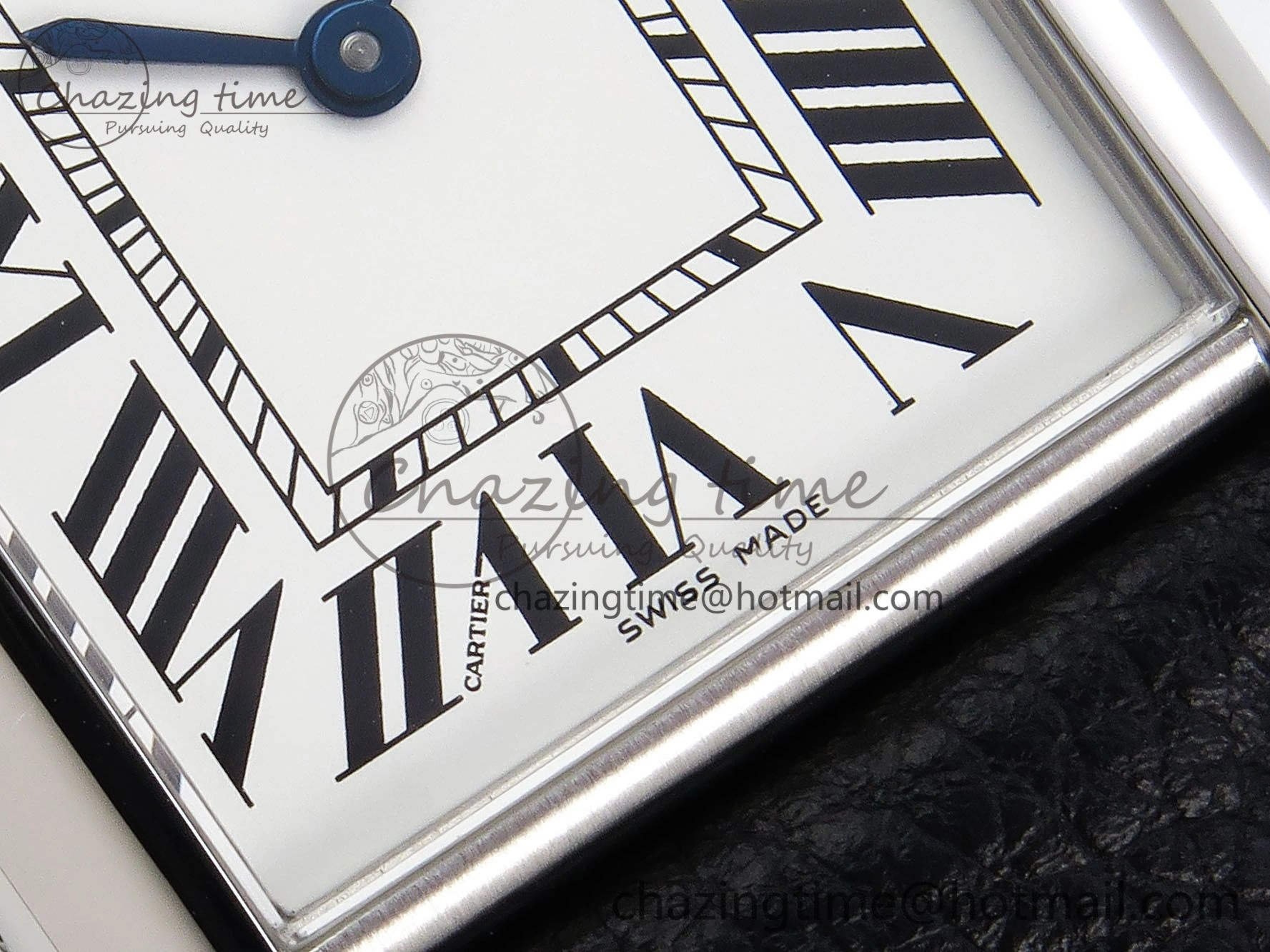 Tank Must Large SS 33.7mm DRF 1:1 Best Edition White Dial on Black Leather Strap Swiss Quartz Cozy 5948