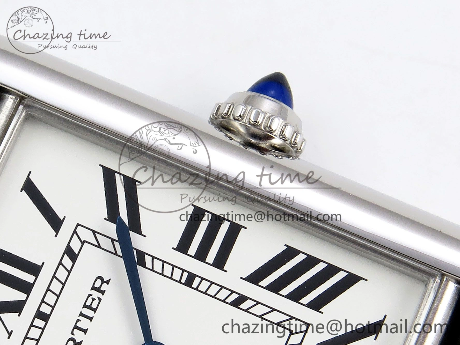 Tank Must Large SS 33.7mm DRF 1:1 Best Edition White Dial on Black Leather Strap Swiss Quartz Cozy 5948
