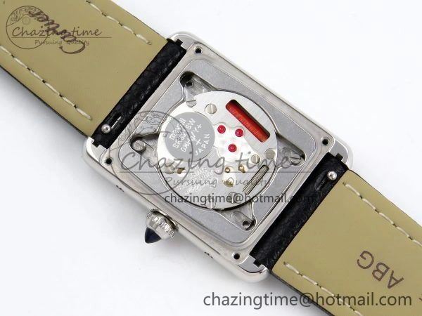Tank Must Large SS 33.7mm DRF 1:1 Best Edition White Dial on Black Leather Strap Swiss Quartz Cozy 5948