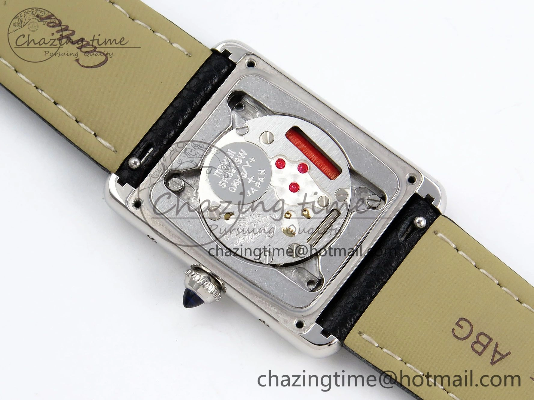 Tank Must Large SS 33.7mm DRF 1:1 Best Edition White Dial on Black Leather Strap Swiss Quartz Cozy 5948