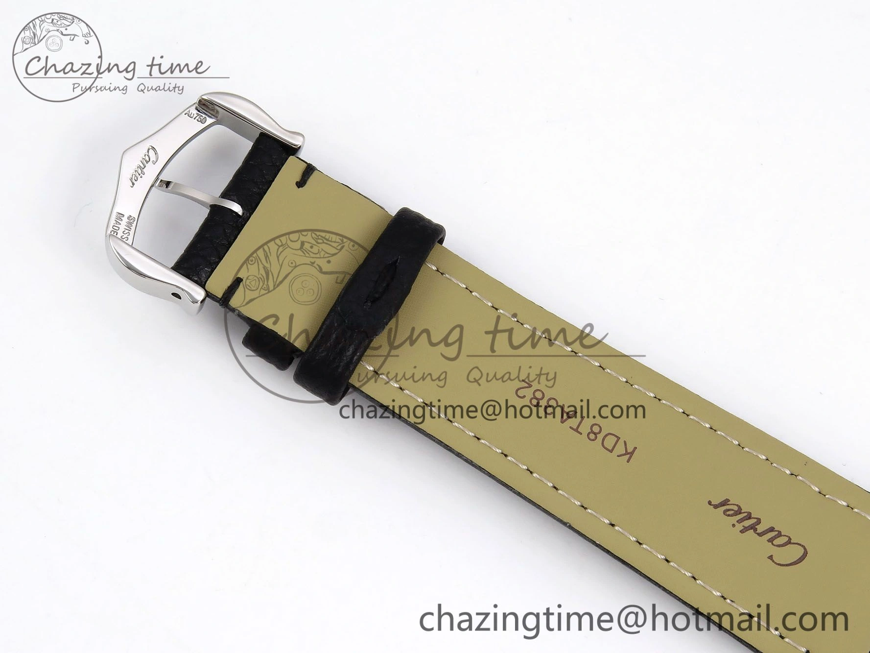 Tank Must Large SS 33.7mm DRF 1:1 Best Edition White Dial on Black Leather Strap Swiss Quartz Cozy 5948