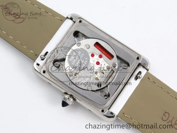 Timeless Tank Must Large SS 33.7mm DRF 1:1 Best Edition White Dial on White Leather Strap Swiss Quartz 5956