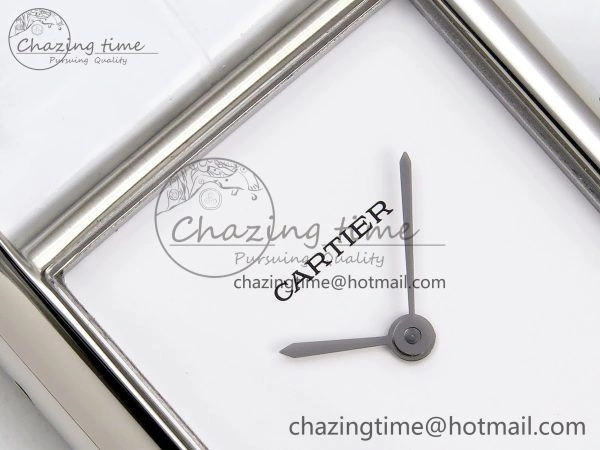Timeless Tank Must Large SS 33.7mm DRF 1:1 Best Edition White Dial on White Leather Strap Swiss Quartz 5956