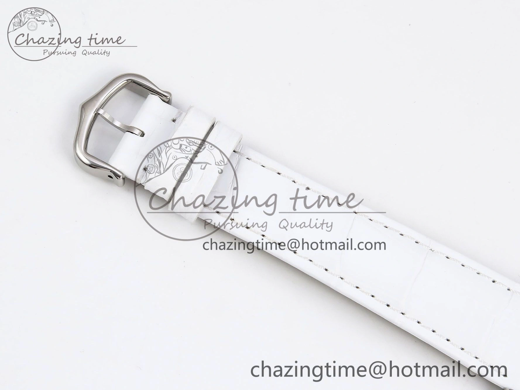 Timeless Tank Must Large SS 33.7mm DRF 1:1 Best Edition White Dial on White Leather Strap Swiss Quartz 5956