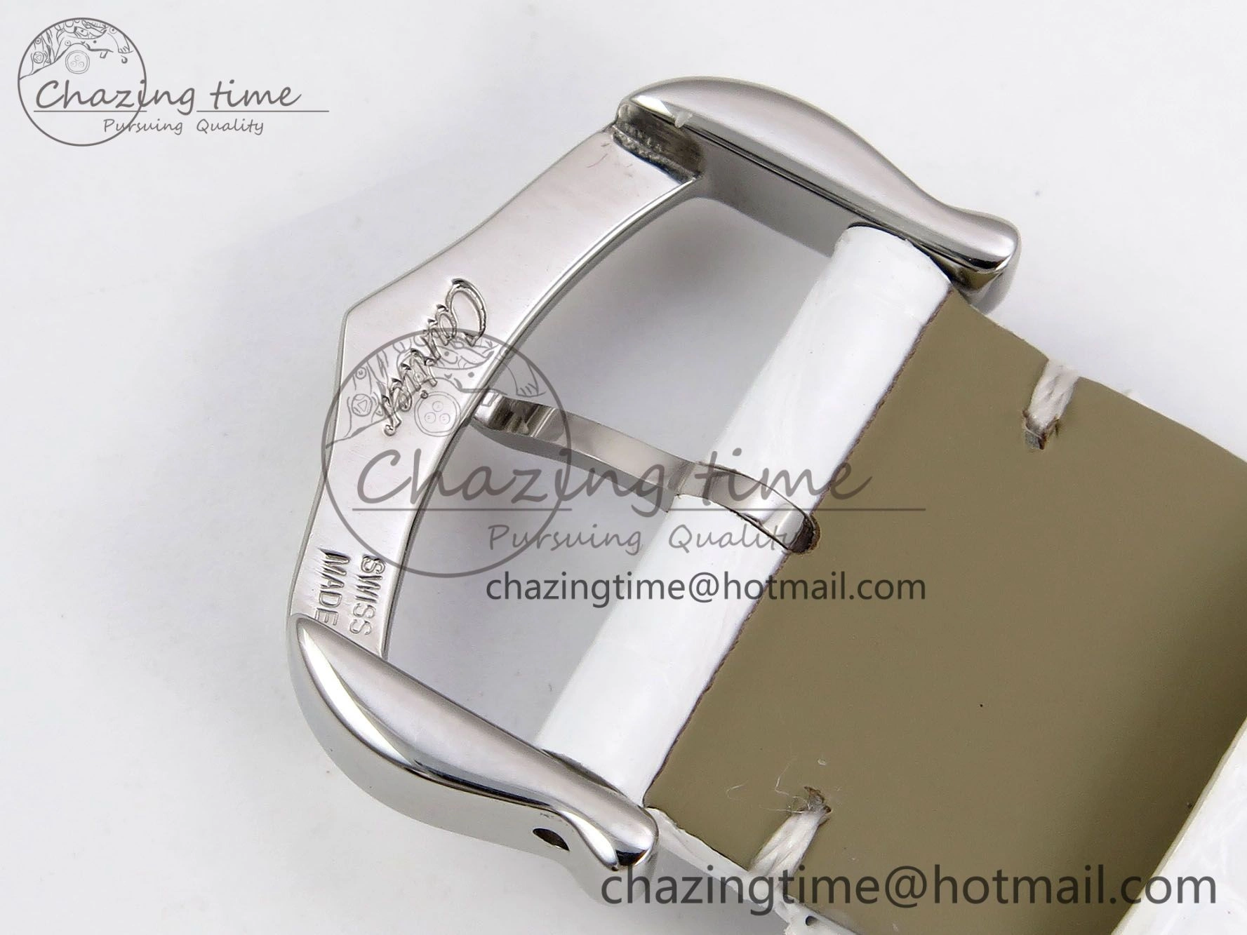 Timeless Tank Must Large SS 33.7mm DRF 1:1 Best Edition White Dial on White Leather Strap Swiss Quartz 5956