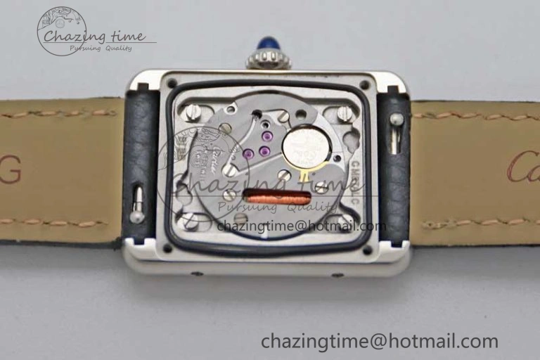 Tank Must Large SS K11F 1:1 Best Edition White Dial Diamonds Bezel on Black Leather Strap Ronda Quartz Tailored 6068