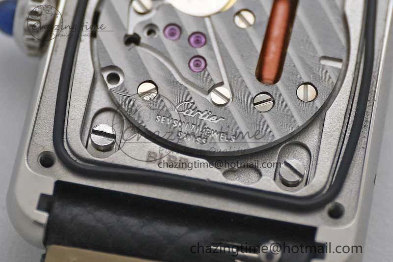 Tank Must Large SS K11F 1:1 Best Edition White Dial Diamonds Bezel on Black Leather Strap Ronda Quartz Tailored 6068