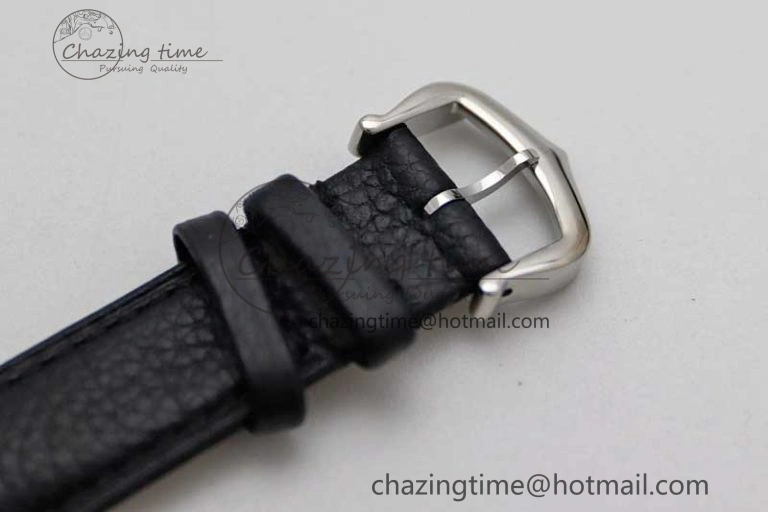 Tank Must Large SS K11F 1:1 Best Edition White Dial Diamonds Bezel on Black Leather Strap Ronda Quartz Tailored 6068