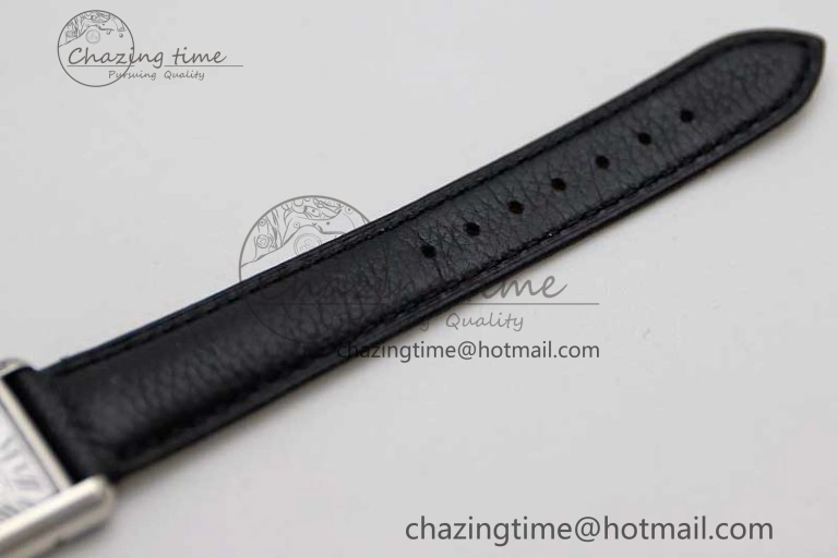 Tank Must Large SS K11F 1:1 Best Edition White Dial Diamonds Bezel on Black Leather Strap Ronda Quartz Tailored 6068