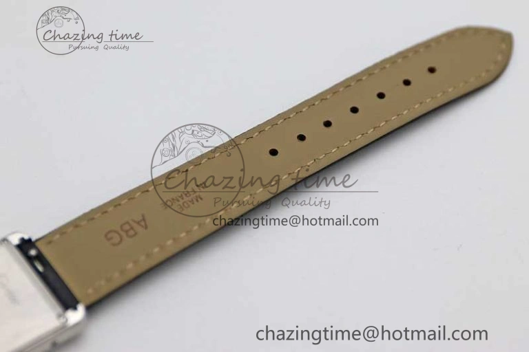 Tank Must Large SS K11F 1:1 Best Edition White Dial Diamonds Bezel on Black Leather Strap Ronda Quartz Tailored 6068