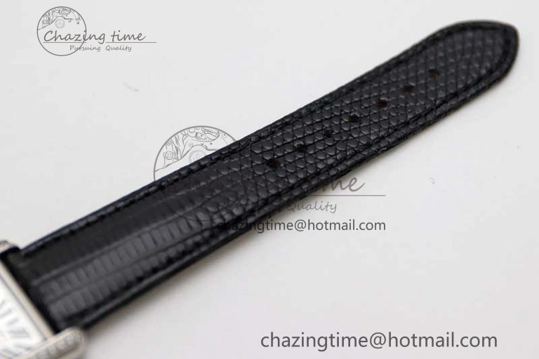 Tank Must Large SS K11F 1:1 Best Edition White Dial Diamonds Bezel on Croc Leather Strap Ronda Quartz QuickDry 6067