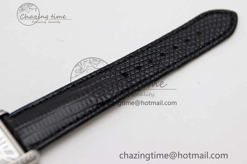 Tank Must Large SS K11F 1:1 Best Edition White Dial Diamonds Bezel on Croc Leather Strap Ronda Quartz QuickDry 6067