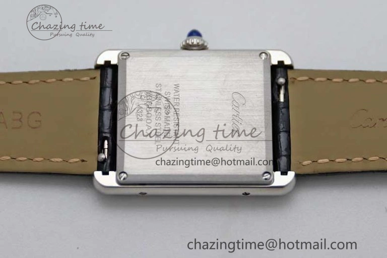 Tank Must Large SS K11F 1:1 Best Edition White Dial Diamonds Bezel on Croc Leather Strap Ronda Quartz QuickDry 6067