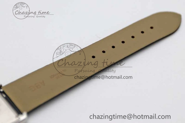 EyeCatching Tank Must Large SS K11F 1:1 Best Edition White Dial Diamonds Bezel on Satin Leather Strap Ronda Quartz 6071