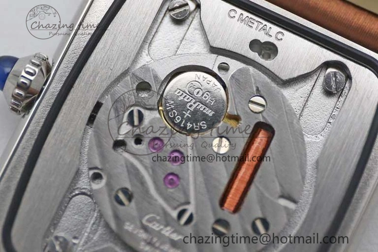 ModernLook Tank Must Large SS K11F 1:1 Best Edition White Dial Diamonds Bezel on Satin Leather Strap Ronda Quartz 10223
