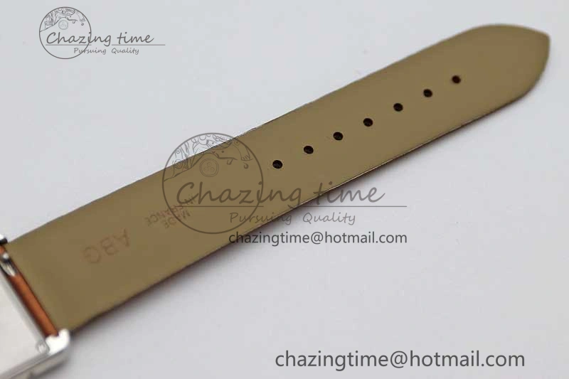 ModernLook Tank Must Large SS K11F 1:1 Best Edition White Dial Diamonds Bezel on Satin Leather Strap Ronda Quartz 10223