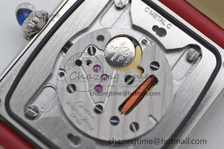 Tank Must Large SS K11F 1:1 Best Edition White Dial Diamonds Bezel on Satin Leather Strap Ronda Quartz FreshLook 6061