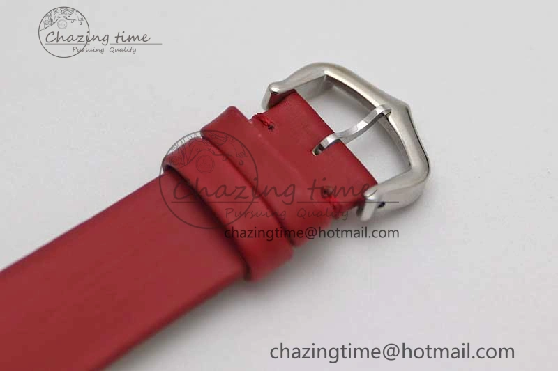 Tank Must Large SS K11F 1:1 Best Edition White Dial Diamonds Bezel on Satin Leather Strap Ronda Quartz FreshLook 6061