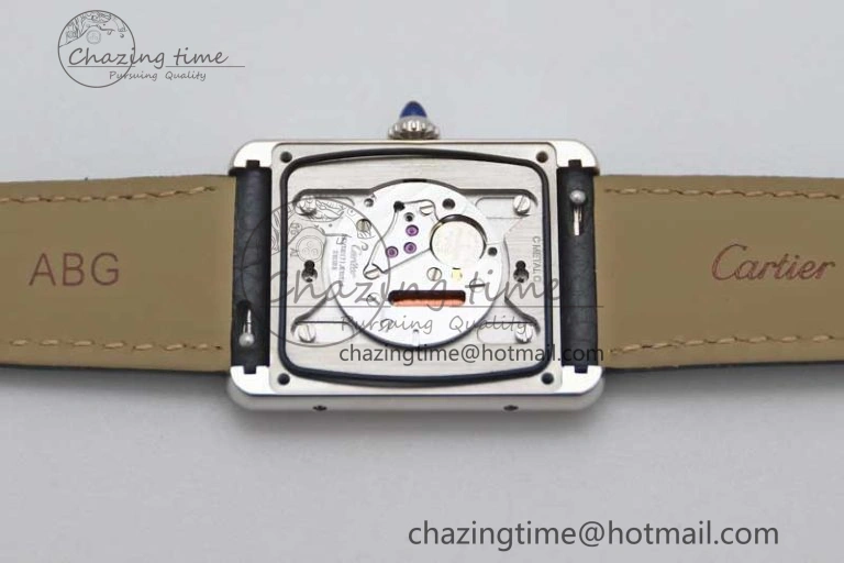Tank Must Large SS K11F 1:1 Best Edition White Dial on Black Leather Strap Ronda Quartz EasyCare 10229