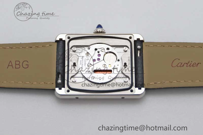 Tank Must Large SS K11F 1:1 Best Edition White Dial on Black Leather Strap Ronda Quartz EasyCare 10229