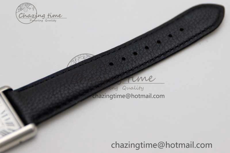 Tank Must Large SS K11F 1:1 Best Edition White Dial on Black Leather Strap Ronda Quartz EasyCare 10229