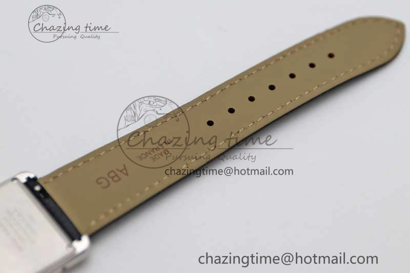 Tank Must Large SS K11F 1:1 Best Edition White Dial on Black Leather Strap Ronda Quartz EasyCare 10229