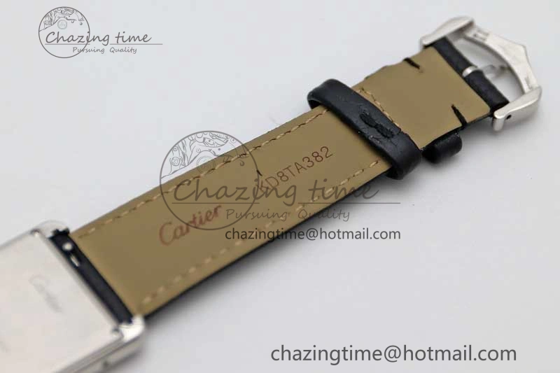 Tank Must Large SS K11F 1:1 Best Edition White Dial on Black Leather Strap Ronda Quartz EasyCare 10229