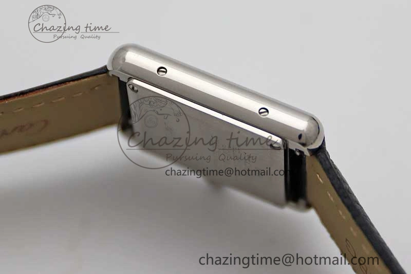 Tank Must Large SS K11F 1:1 Best Edition White Dial on Black Leather Strap Ronda Quartz EasyCare 10229