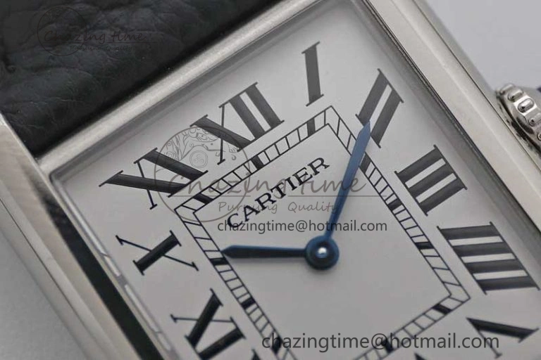 Tank Must Large SS K11F 1:1 Best Edition White Dial on Black Leather Strap Ronda Quartz EasyCare 10229