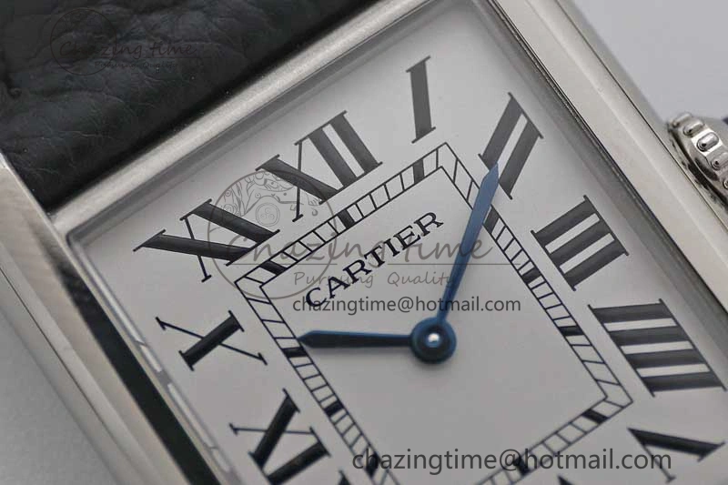 Tank Must Large SS K11F 1:1 Best Edition White Dial on Black Leather Strap Ronda Quartz EasyCare 10229
