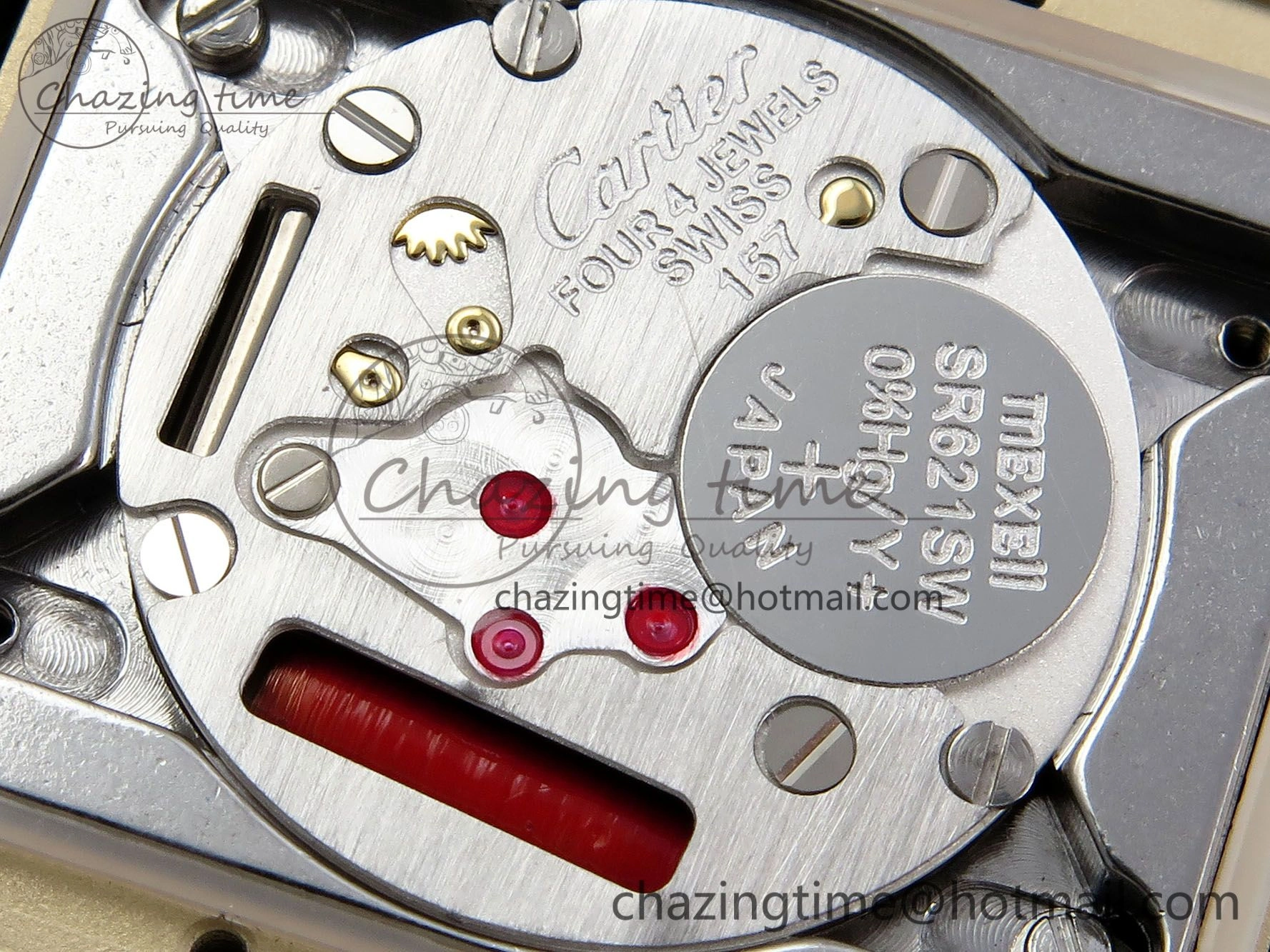 Classic Tank Must Large YG 33.7mm DRF 1:1 Best Edition YG Dial on Black Leather Strap Swiss Quartz 5953