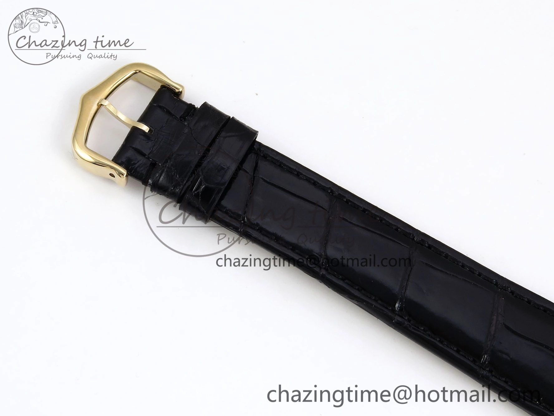 Classic Tank Must Large YG 33.7mm DRF 1:1 Best Edition YG Dial on Black Leather Strap Swiss Quartz 5953