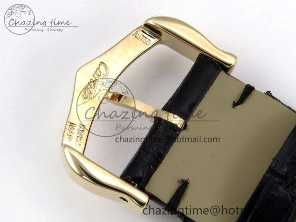 Classic Tank Must Large YG 33.7mm DRF 1:1 Best Edition YG Dial on Black Leather Strap Swiss Quartz 5953
