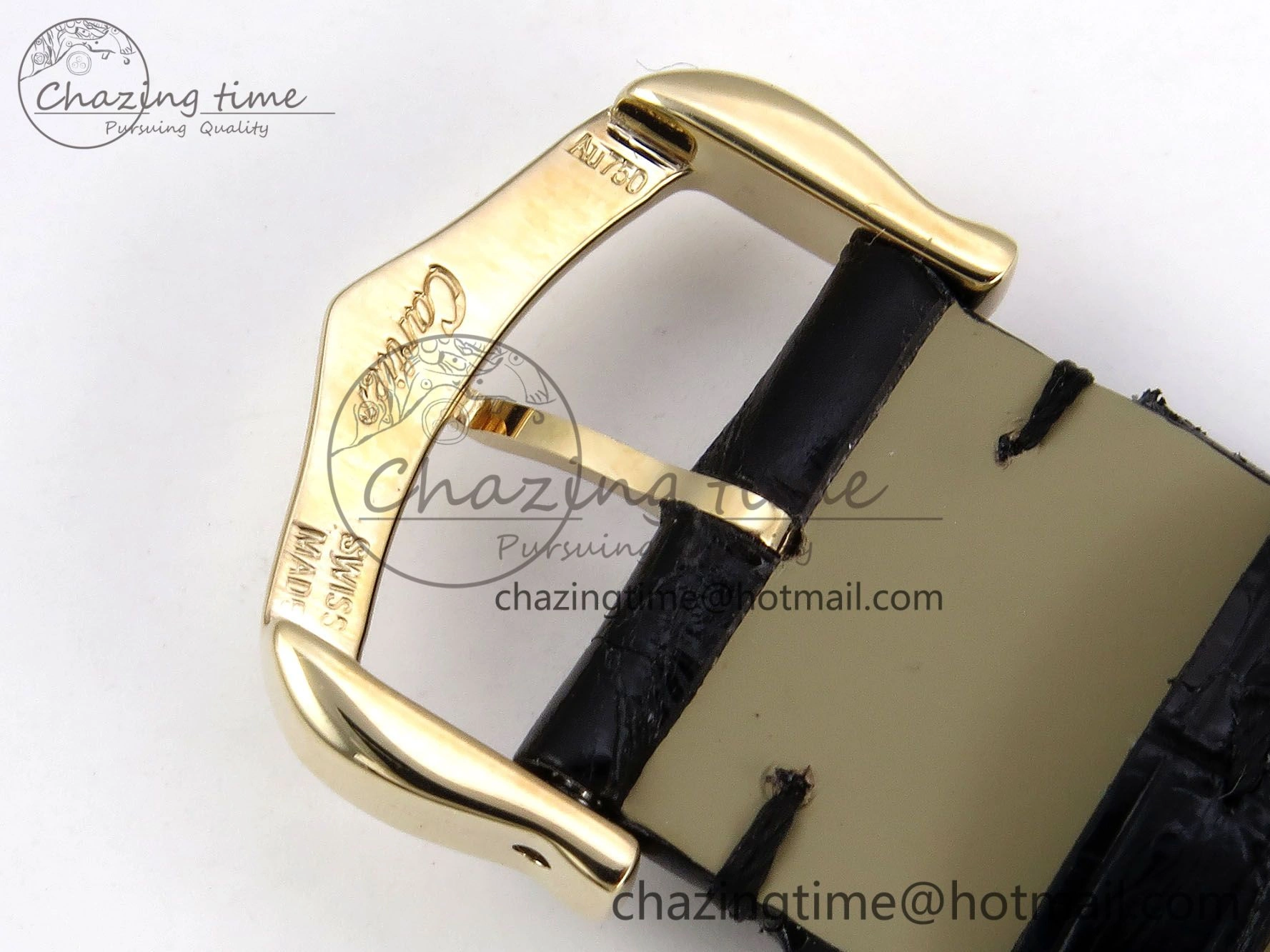 Classic Tank Must Large YG 33.7mm DRF 1:1 Best Edition YG Dial on Black Leather Strap Swiss Quartz 5953