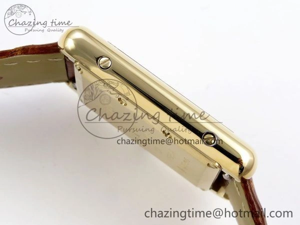 Tank Must Large YG 33.7mm DRF 1:1 Best Edition YG Dial on Brown Leather Strap Swiss Quartz Colorful 5949