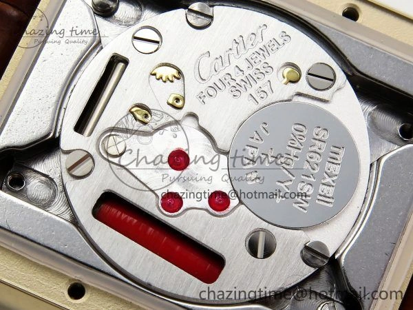 Tank Must Large YG 33.7mm DRF 1:1 Best Edition YG Dial on Brown Leather Strap Swiss Quartz Colorful 5949