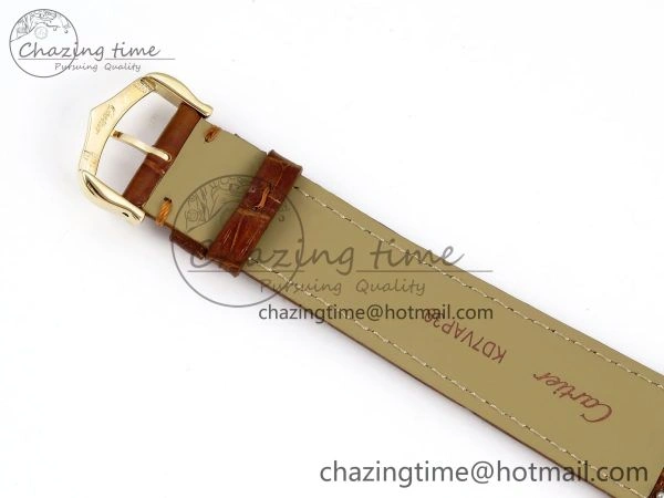 Tank Must Large YG 33.7mm DRF 1:1 Best Edition YG Dial on Brown Leather Strap Swiss Quartz Colorful 5949