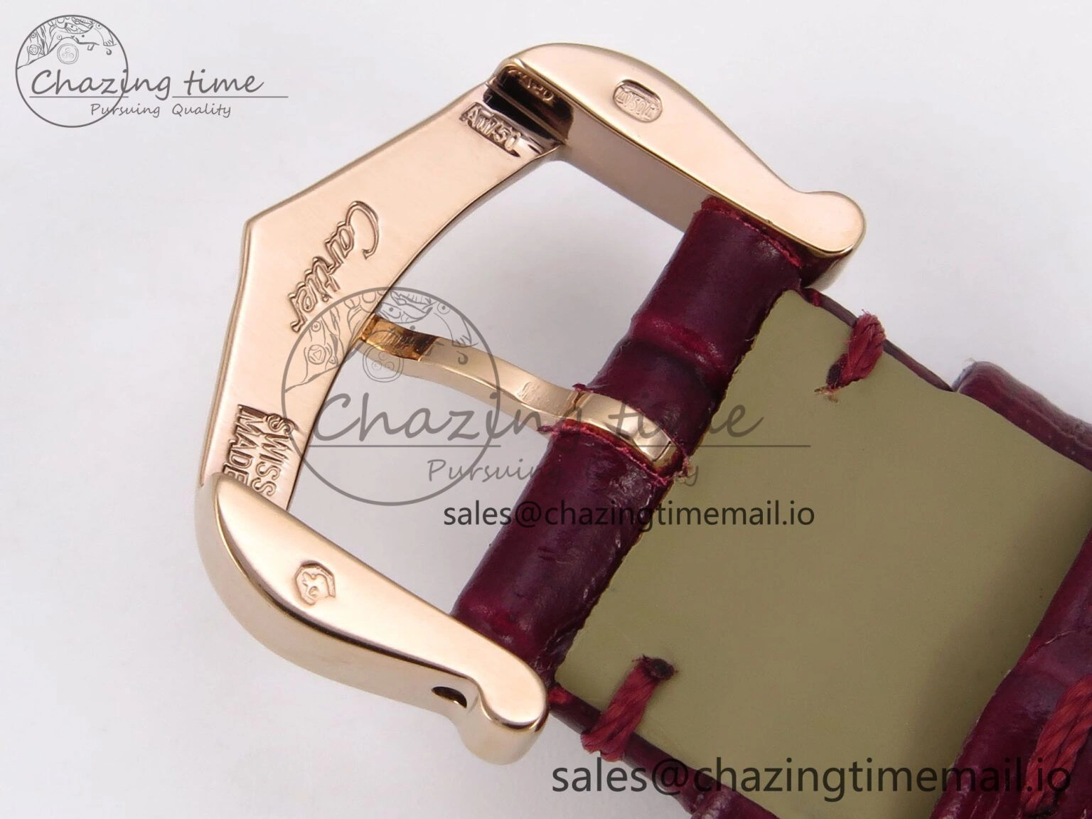 ModernLook Tank Must RG 22mm AF 1:1 Best Edition White Dial Diamonds Bezel on Red Leather Strap Ronda Quartz 5870